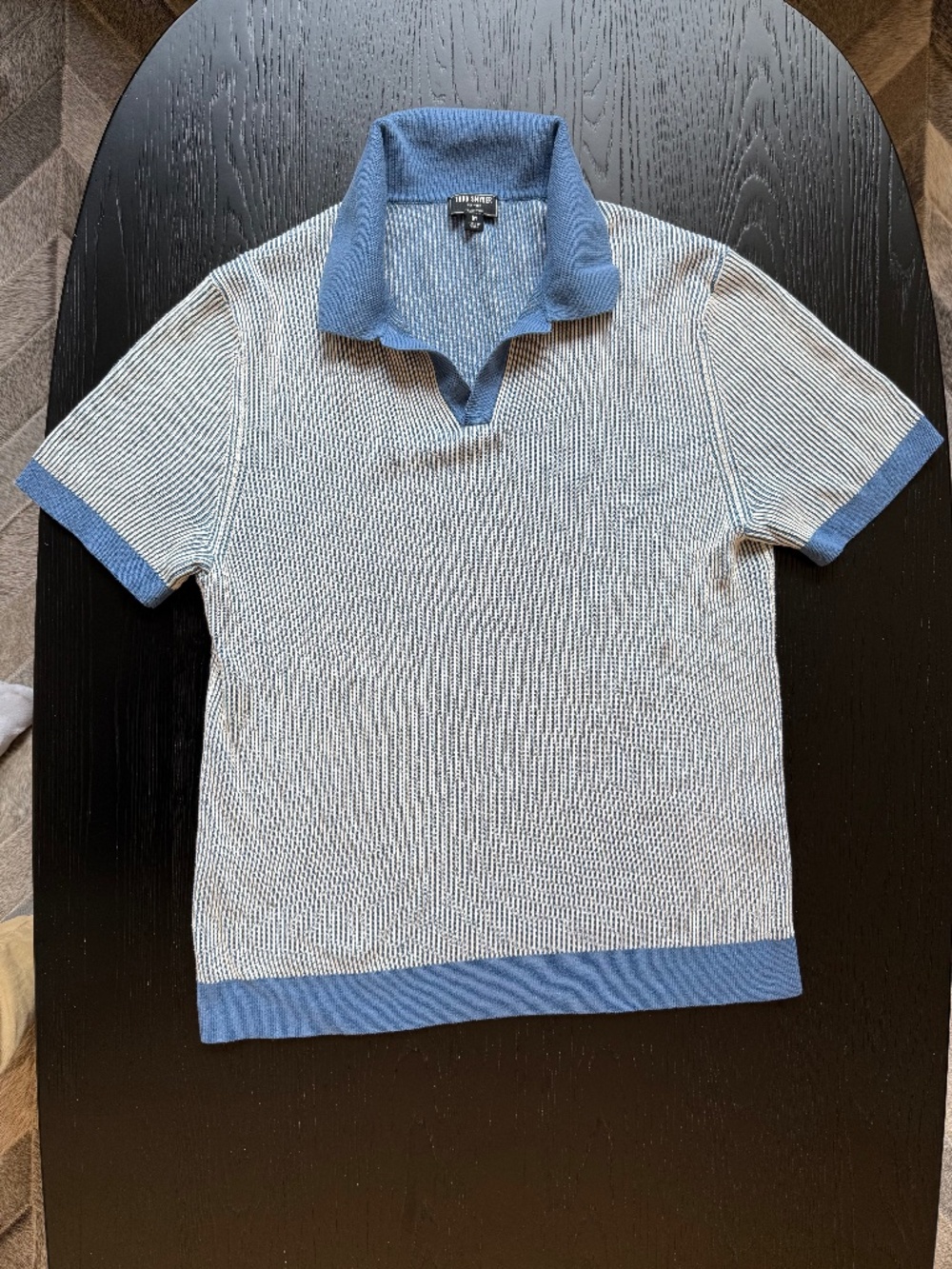 Todd Snyder Silk/Cotton Montauk Polo in Seaside Stripe Rainstorm